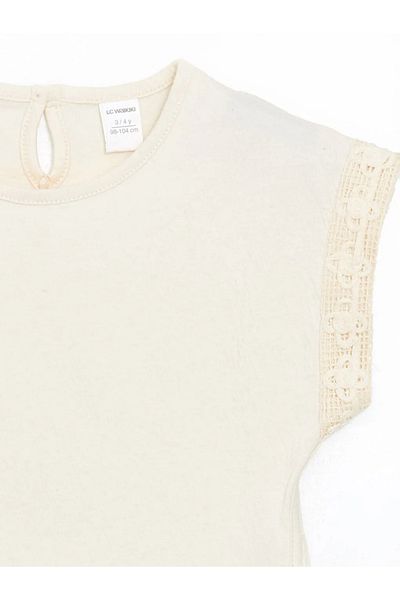 LC Waikiki Μπλούζα για κορίτσια LCW Kids Beige Crew Neck Basic