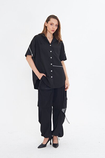 LAMANTE SİYAH TASARIM JOGGER PANTOLON