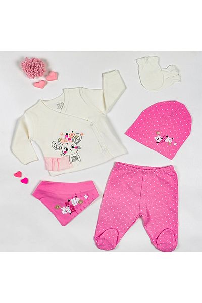 imajbebe Little Mouse Girl 5-Piece Bodysuit Set