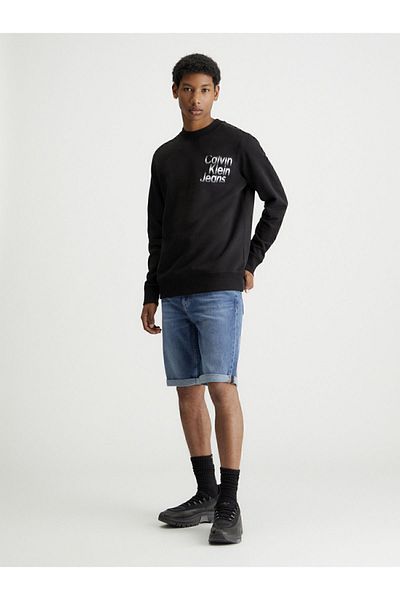 Calvin Klein Logo-ul mărcii pentru bărbați Blugi cu aspect elegant Pantaloni capri scurti din țesătură denim Pantaloni scurți din denim albastru J30J 324874 -1A4