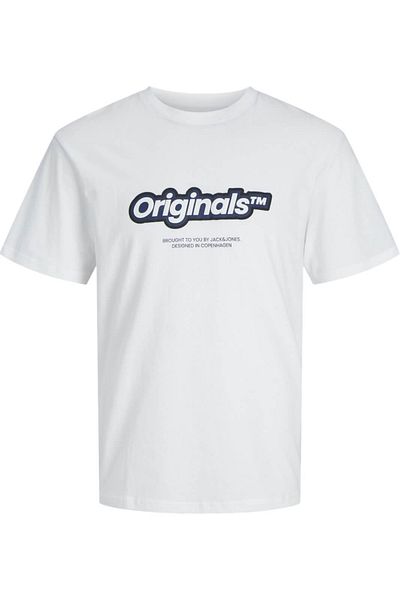 Jack & Jones Tricou JACK &JONES Vesterbro Newton Brand Scan - 12265740-Bright WhiteS