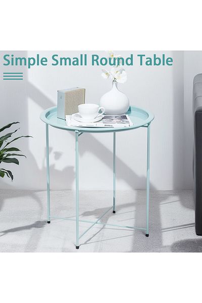 EqiEch Side Table,End Table,Round Metal Coffee Table,Waterproof Removable Tray Table,Steel Tray Table