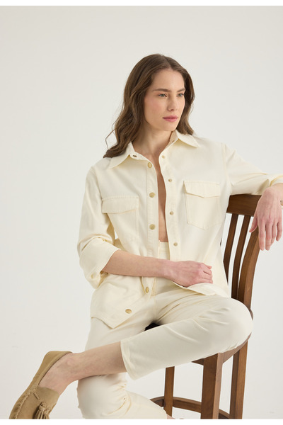 Masha Kate Тонкий бавовняний екрю піджак