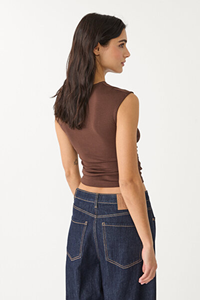 Stradivarius Basic fitted T-shirt with gathering