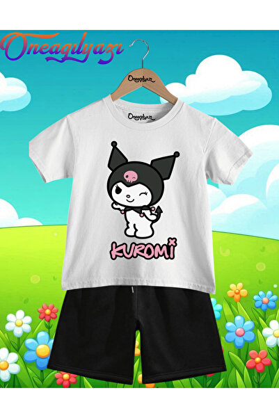 oneagılyazı Kuromi Štampano Oversize kroj Dječje šortseve T-shirt set