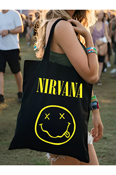 Cemira حقيبة قماش سميكة من قماش نيرفانا كورت كوبين، حقيبة بينتيريست