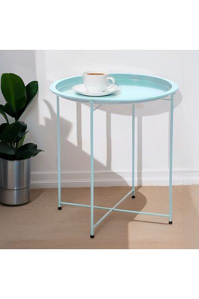 EqiEch Side Table,End Table,Round Metal Coffee Table,Waterproof Removable Tray Table,Steel Tray Table