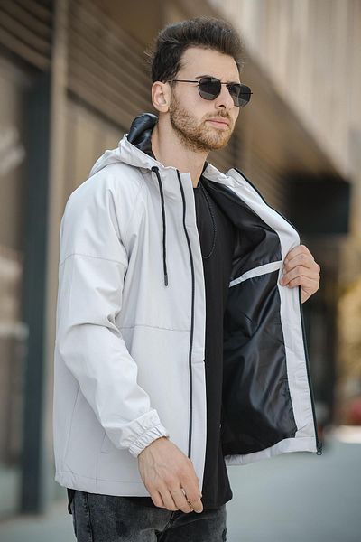 Oksit Ανδρικό εποχιακό παλτό Slim Fit - Mmx Printed, Αδιάβροχο, Κουκούλα, Αδιάβροχο