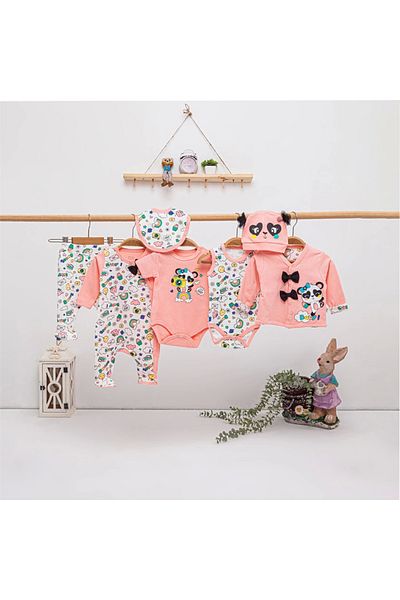 imajbebe Rainbow Panda Girl 8 Piece Bodysuit Set