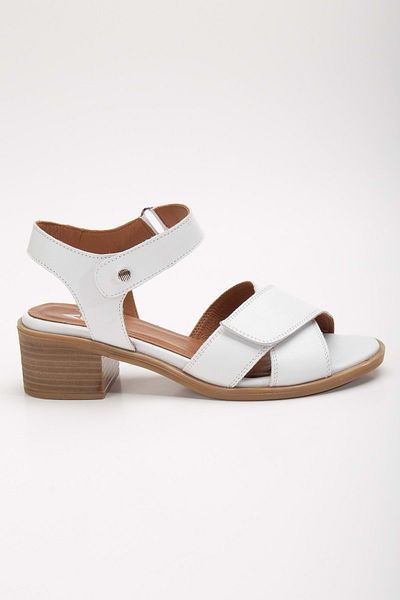 ANALİN SHOES Sandale de damă cu velcro din piele naturală albă - design încrucișat în față