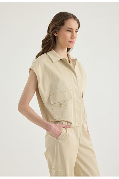 Masha Kate Cargo with Pockets - Beige Vest