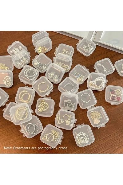 Burak 10Pcs Mini Jewelry Box Transparent Tidy Necklaces Earrings Jewelry Storage Storage