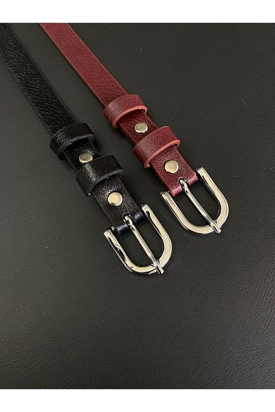 LİA KEMER 2Pcs Classic Thin Buckle Belt Waist Belt Coat Belt Dress Belt Trouser Belt