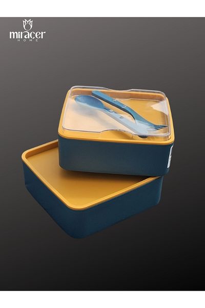 Miraçer Buca Lunch Box & Food Container & Erzak Container & Pinterest Double Deck Storage Container - Yellow & Green