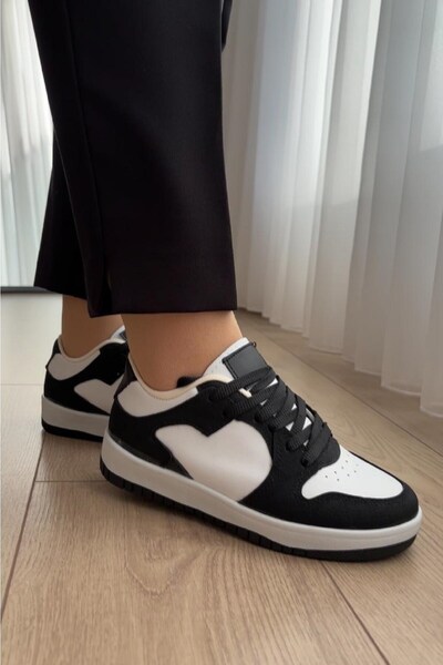 ALTUNTAŞ Beyaz/siyah Renk Aır Taban Sneaker & Spor Ayakkabı (3 Cm Taban )