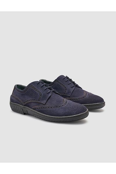 Cabani 100% Genuine Leather Navy Blue Suede Men's Casual Shoes