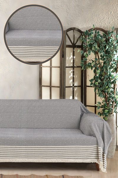 Miracolo Home Dark Grey 3m Seat Sofa Sofa Bed Cover Soft Cotton Anti-Slip Designed Covering Its Handles
