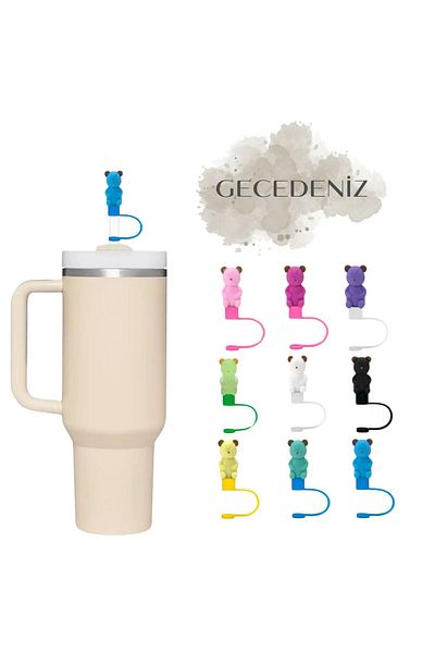 GECEDENİZ 3D Three Dimensional Bear Thermos Jelly Bean