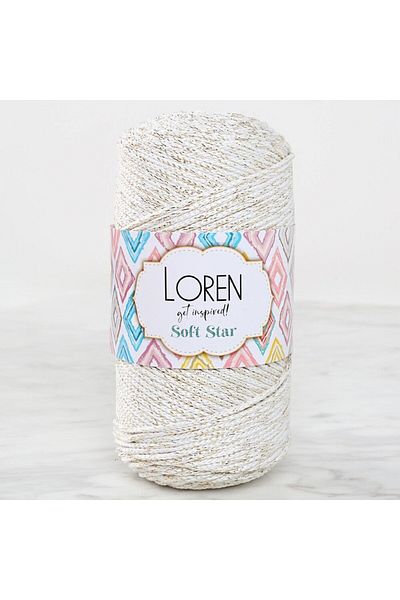 SAVA HOME COLLECTİON Κρέμα Macrame Rope Yellow Glitter - Loren Soft Star RM103