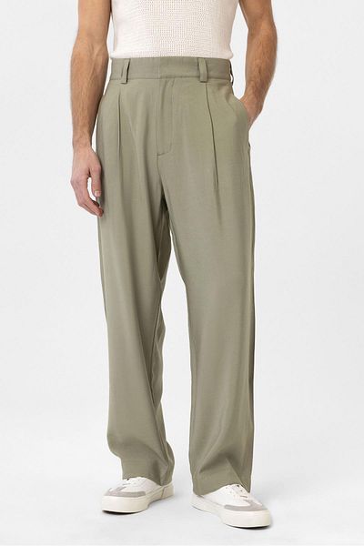 Antioch Khaki Pleated Baggy Fit Men's Trousers