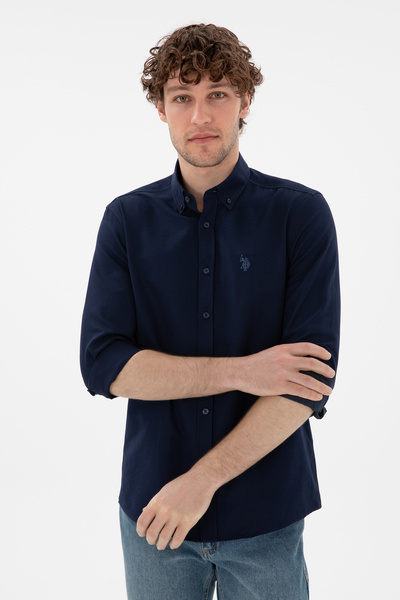 U.S. Polo Assn. Erkek Lacivert Uzun Kollu Basic Gömlek 50306338-VR033