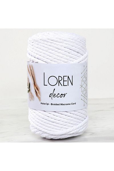 SAVA HOME COLLECTİON Loren Decor White Macrame 3 Twist Twine - L001