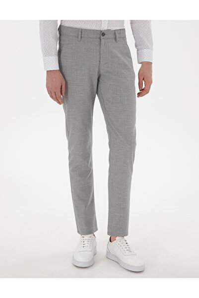 Pierre Cardin Gri Slim Fit Beli Lastikli Kanvas Pantolon 50301791-VR024