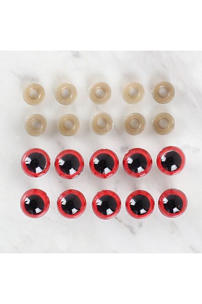 SAVA HOME COLLECTİON Loren 14 mm Κόκκινο 5 Ζεύγη Μάτι Amigurumi
