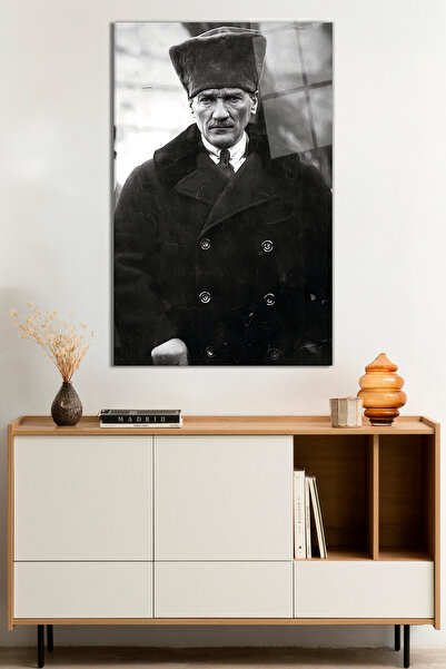 Vitrovelo Mustafa Kemal Atatürk Portresi Cam Tablo, Darbelere Dayanıklı Kırılmaz Cam, Hediyelik