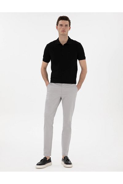 Pierre Cardin PİERRE CARDİN Υφαντό Ανοιχτό Γκρι Slim Fit Παντελόνι από καμβά