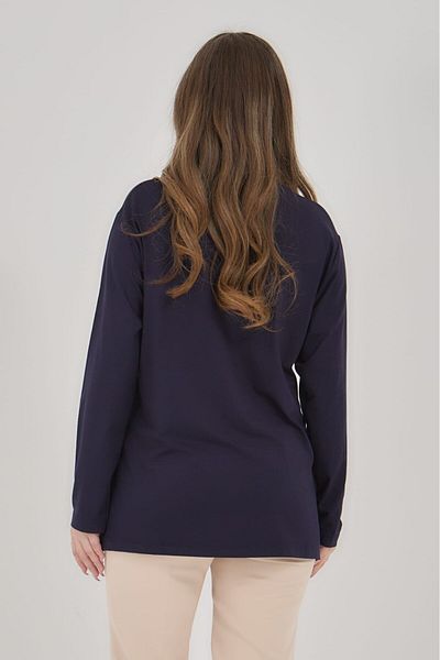 Fresh&Moda Women's V-Neck Lycra Large Size Middle Age Mother Combed Cotton Blouse