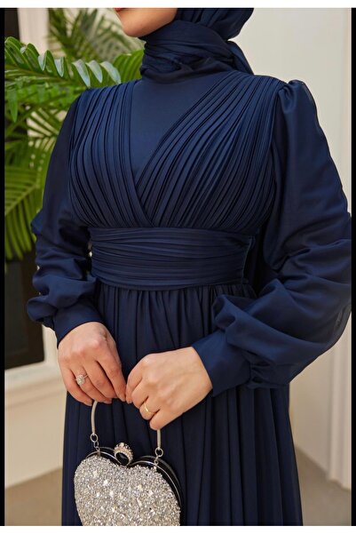 GÜZELLER Beli Drapeli Pilise Detaylı Tül İsteme Söz Nişan Nikah Özel Gün Abiyesi Elbisesi