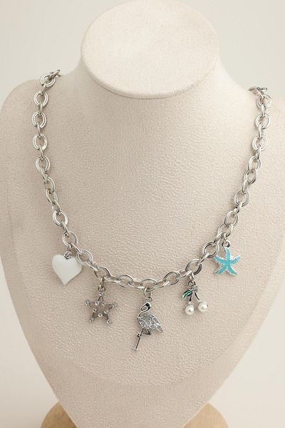 Modex Heart Star D. Star Cherry Figured Chain Necklace (40+5cm)