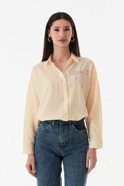 Fulla Moda Striped Ribbon Printed Long Back Casual Shirt