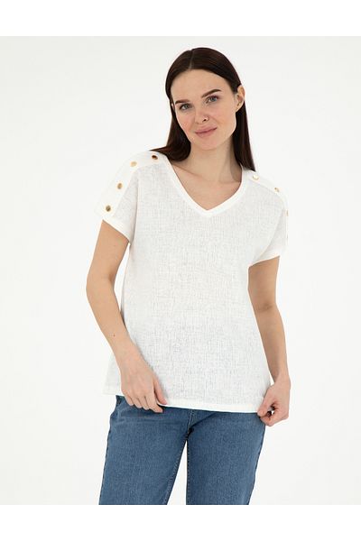 Pierre Cardin Ecru Regular Fit T-Shirt 50301452 -Vr019