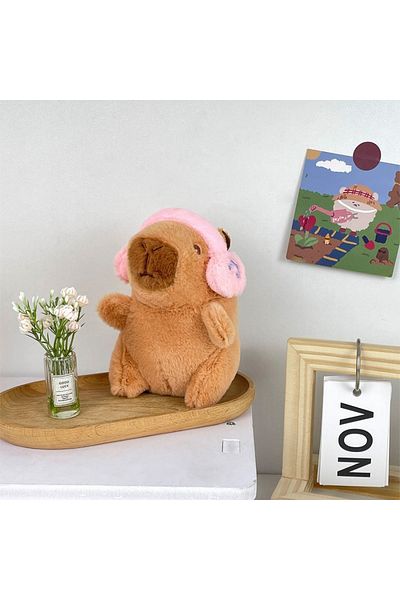 Choice Pink-Headphone Cute Capybara Plush Toy Hoodie with Wings Simulation Doll Small Size Stuffed Animals
