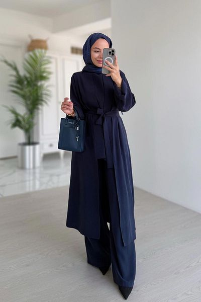 Ka Hijab Navy Blue Triple Suit
