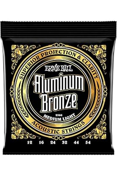 Hepta Collection Ernie Ball Medium Light Aluminum Bronze Acoustic Guitar Instrument Strings, Measure 12-54