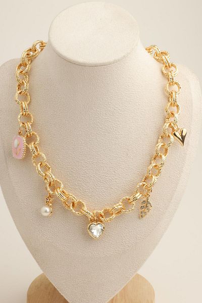 Modex Flower Heart Leaf Figured Chain Necklace (40+5cm)