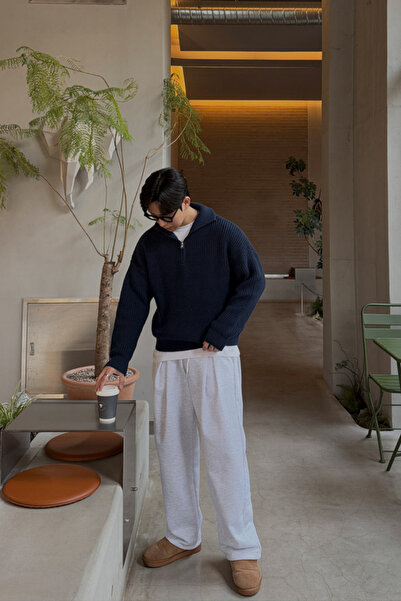 Tarz Cool Ανδρικό πλεκτό πουλόβερ ψαρά με φερμουάρ