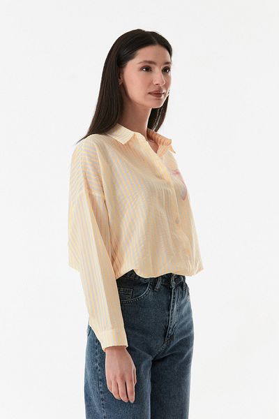 Fulla Moda Striped Ribbon Printed Long Back Casual Shirt