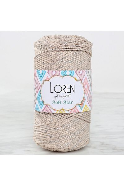 SAVA HOME COLLECTİON Μπεζ Μακραμέ Σχοινί Ασημί Glitter Loren Soft Star - RM101