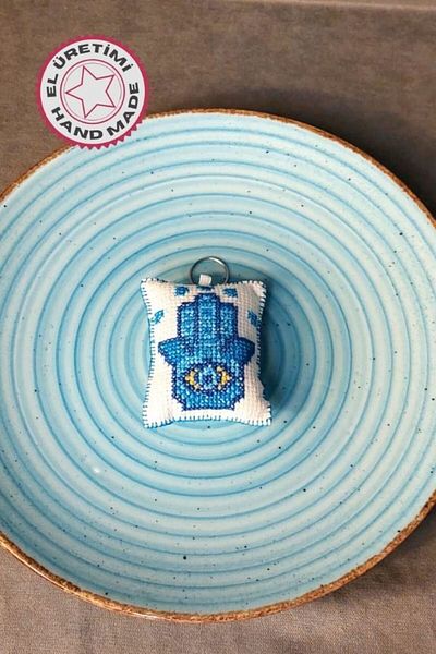 Uretti - Sibel 2453 3032 Χειροποίητο μπρελόκ Hamsa Blessing Hand Cross Stitch