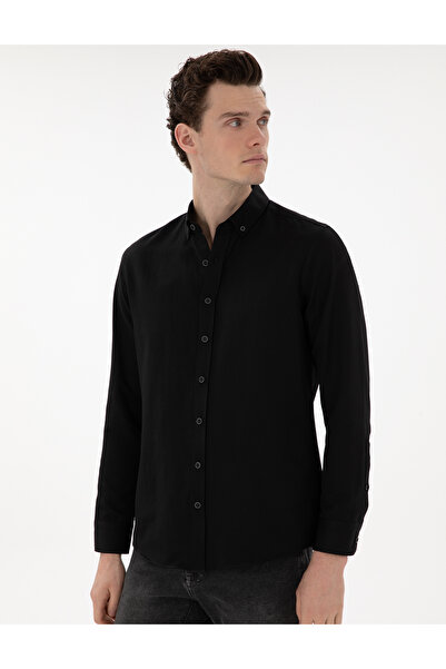 Pierre Cardin Siyah Regular Fit Uzun Kollu Gömlek 50304764-VR046