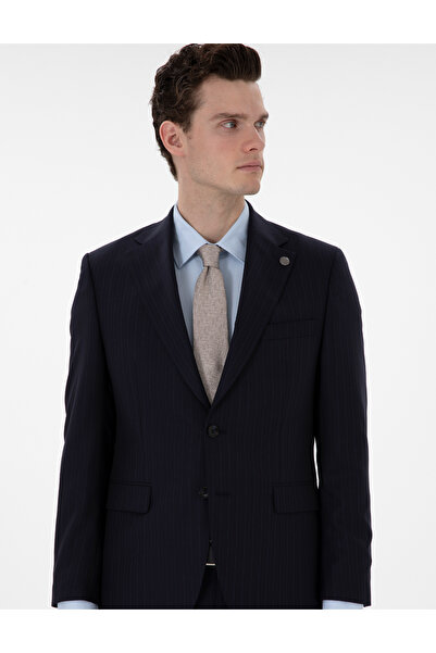 Pierre Cardin Lacivert Slim Fit Çizgili %100 Yün Takım Elbise 50303796-VR033
