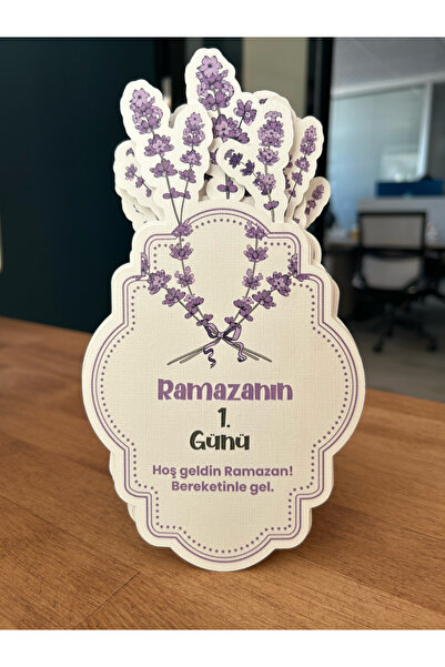 eddadijital Ramazan Lavantalı Takvimi - Ramazan Ayı Dualı - Günün Önemi İçerikli Ahşap Tutuculu Takvim , Ramazan