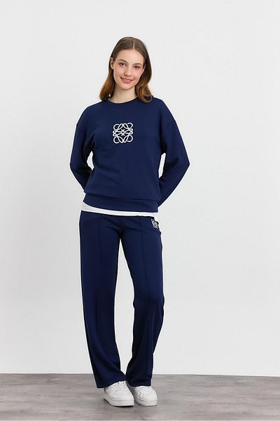 Rays 4013 Embroidery Detail Trousers Set Navy