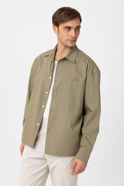 Antioch Khaki Cotton Relaxed Men's Shirt