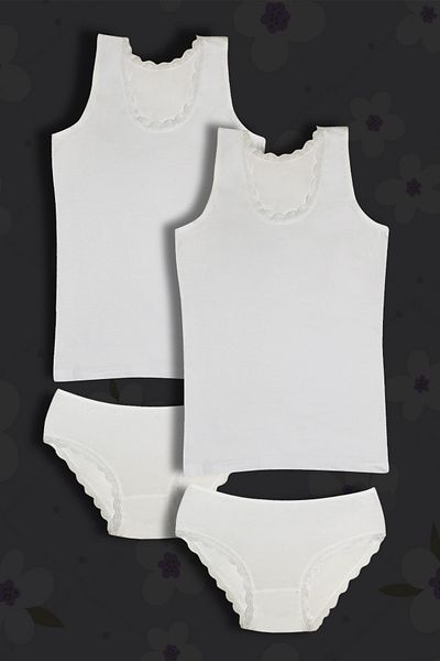 GRI MOR TEKSTIL 2-Piece Girl's Lace Edge Cotton Athlete Panty Laundry Set
