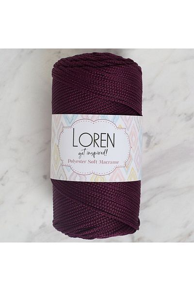 Loren Πολυεστέρας Μαλακό Μακραμέ Μελιτζάνα Μωβ Πλεκτό Χειροποίητο Σχοινί - Lm038 - 34443